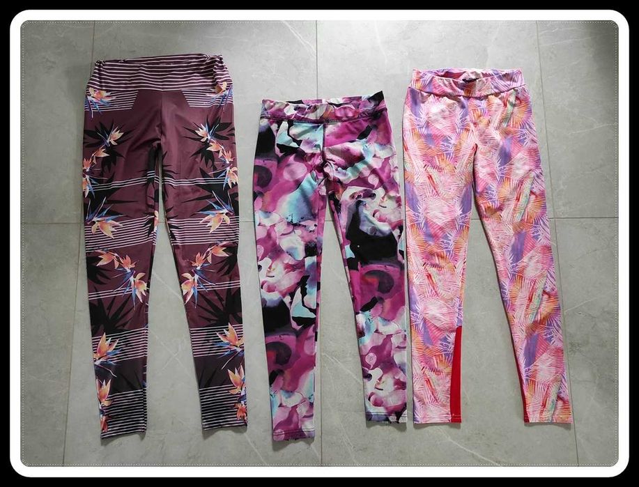 Legginsy sportowe wzorzyste kolorowe jogging siłownia 36 S - 38 M