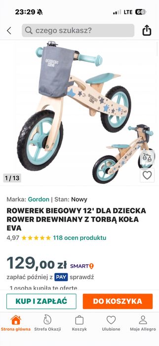 Rowerek biegowy różowy