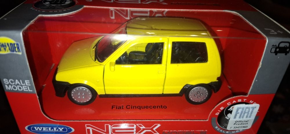 Fiat Cinquecento model Welly 1:34, metalowe autko, otwierane drzwi
