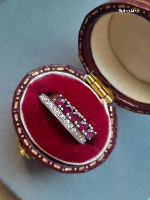 R.6 Antyk Pierścionek Obrączka Soliter Brylant stary szlif WYCENA