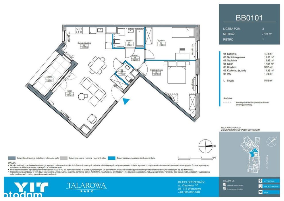 3-pokojowe mieszkanie 77 m² + loggia - Widok 2