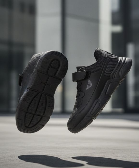 Черные кроссовки на липучке ЭКО кожа 34 размер для мальчика