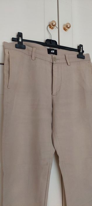 Calças Sarja Creme Homem H&M