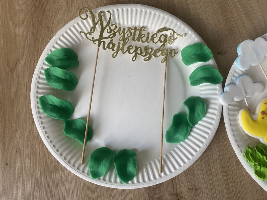 Piękne dekoracje figurki toppery tort dinozaury tęcza ogromny zestaw