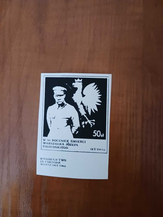 Poczta podziemna. Znaczek "W 50 Rocznicę śmierci Józefa Piłsudskiego", 1985