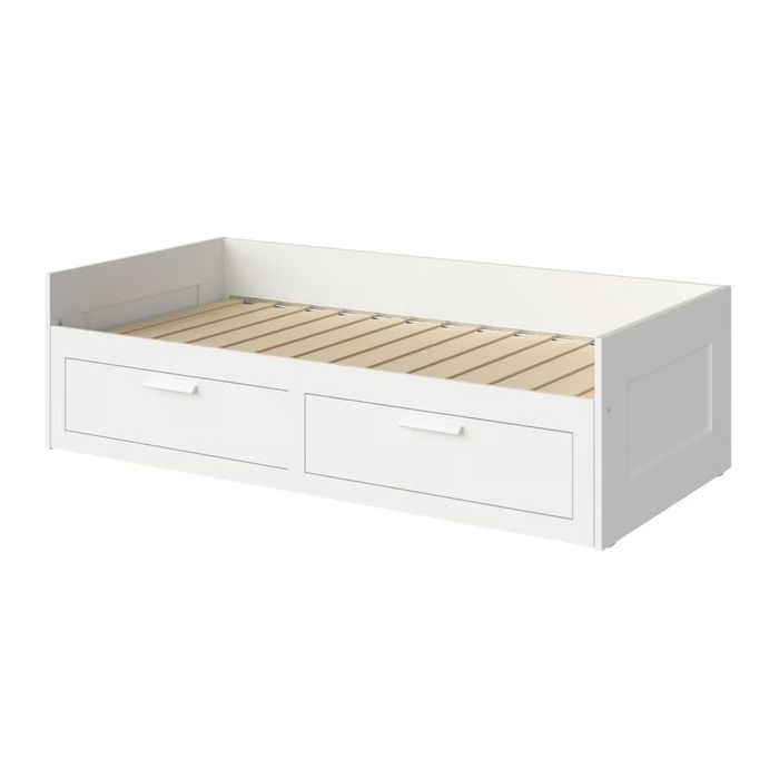 Cama indiv/dupla c/2 gav, branco, 80x200 cm