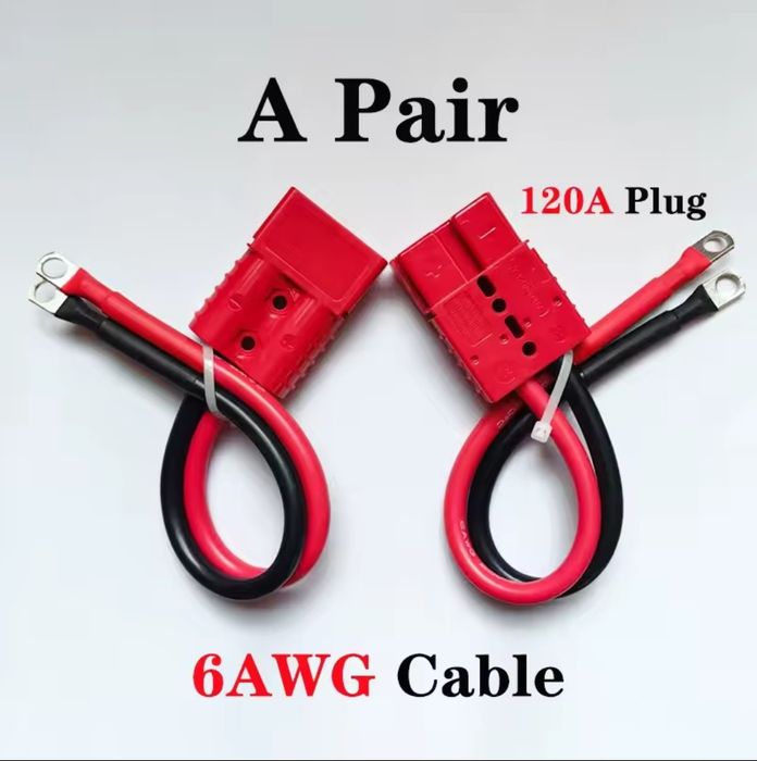 Кабель силовой 6AWG 20 см. Разъем Andercon Андерсон на 120А
