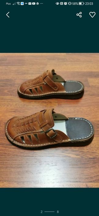 Skórzane Klapki Męskie Lekkie