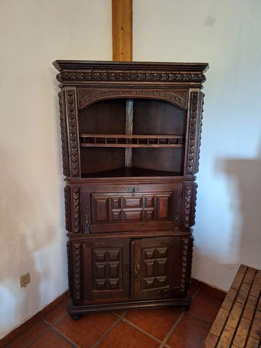 Cantoneira Antiga Madeira Talhada  Escritório Secretária Canto Barroco