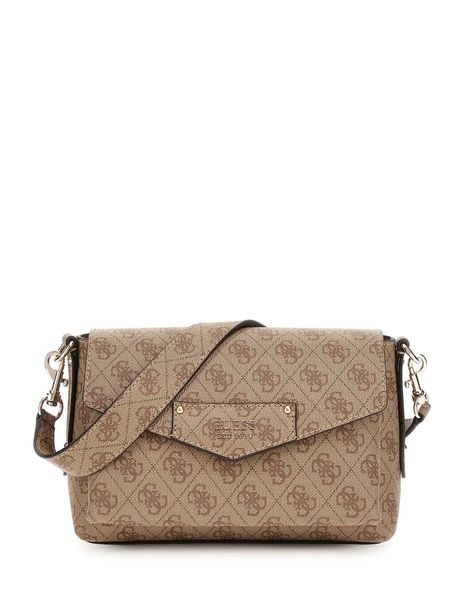 torebka damska guess beżowa z nadrukiem monogramu