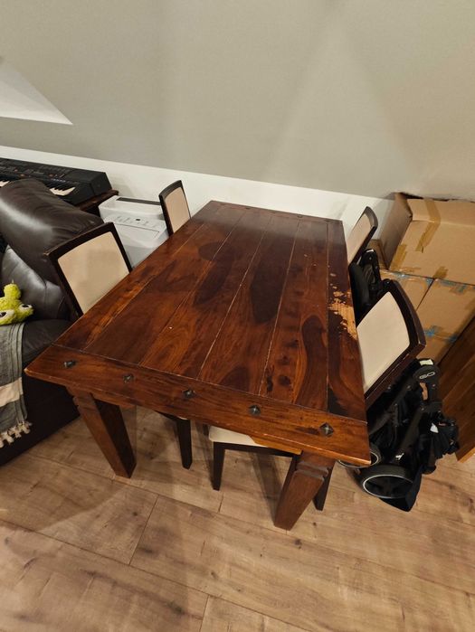 Stół Kolonialny Almi Decor drewno z okuciami 160cmx100cm