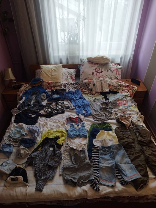 Mega Paka 40szt ubranek wyprawka 74-86 pajacyki body spodenki śpiochy