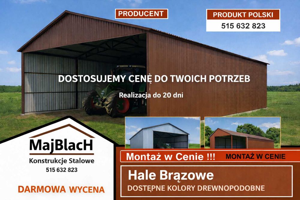 Wysoki Garaż Blaszany Ocynkowany - Magazyn - OCYNK - HALA – Maj-BlacH
