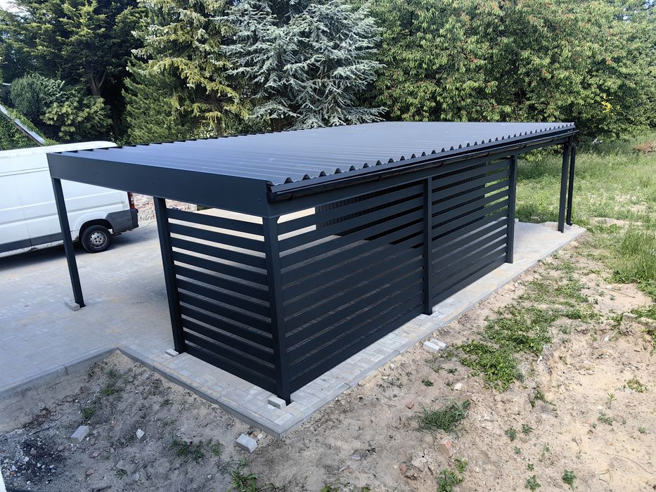 Wiata 9x5m z pomieszczeniem gospodarczym PRODUCENT na 2 auta
