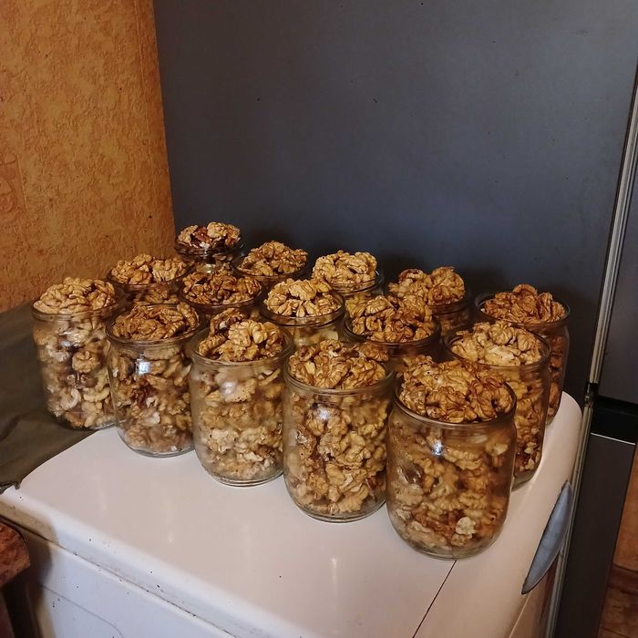 Грецкие орехи с дачи, скорлупа для печного отопления, перегородки