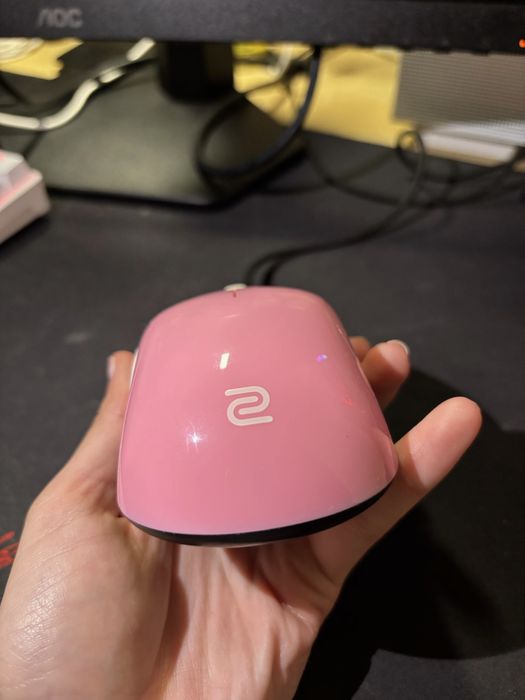 Rato Zowie S1 Divina Pink com Paracord, Hyperglides e Bungee