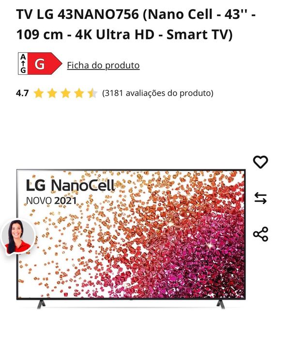 TV LG 43NANO756 (Nano Cell - 43'' - 109 cm - 4K Ultra HD - Smart TV)