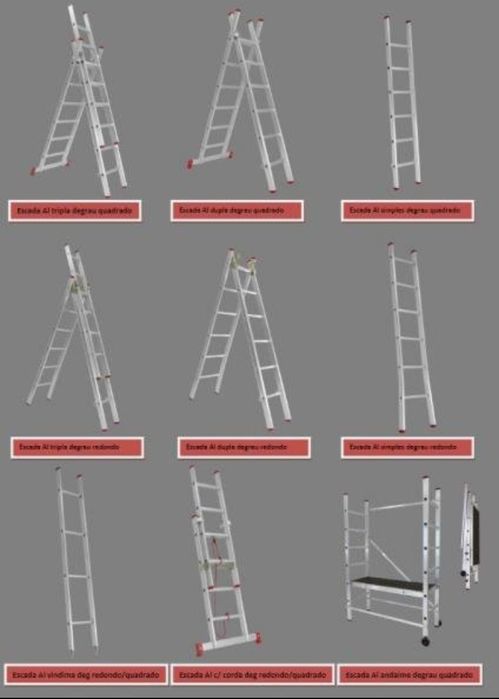 Escada Dupla 4+4 (7m Úteis) Degrau Quadrado Nova - Entrega de Fábrica