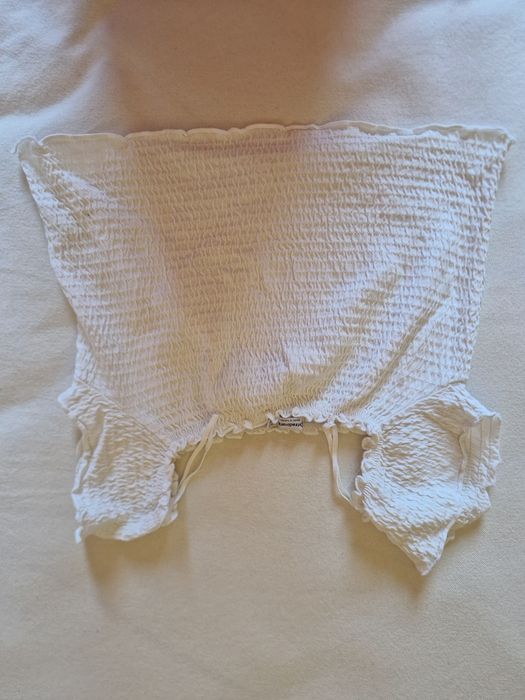 Crop top branco franzido