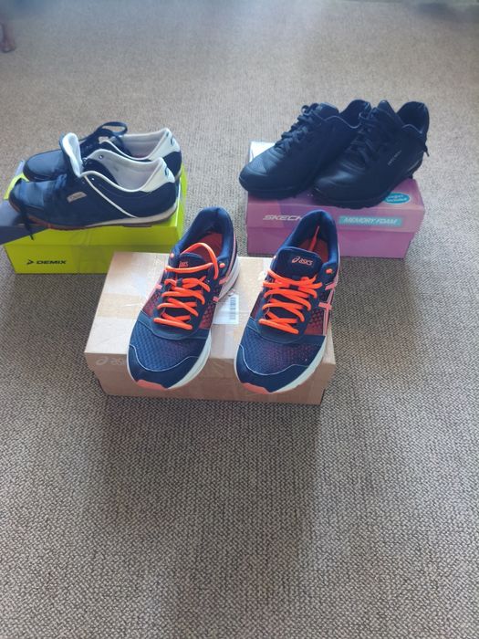 Три пари кросівок. Asics Patriot, Skechers, Demix