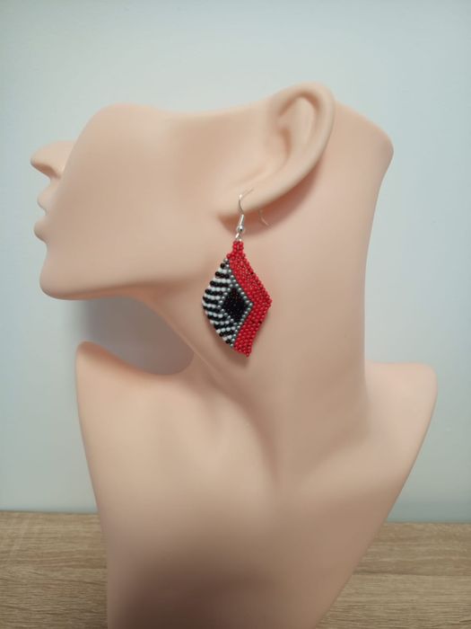 Kolczyki romby z koralików