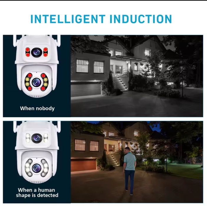 Потужна подвійна камера відеонагляду PTZ 8mp вулична поворотна Icsee