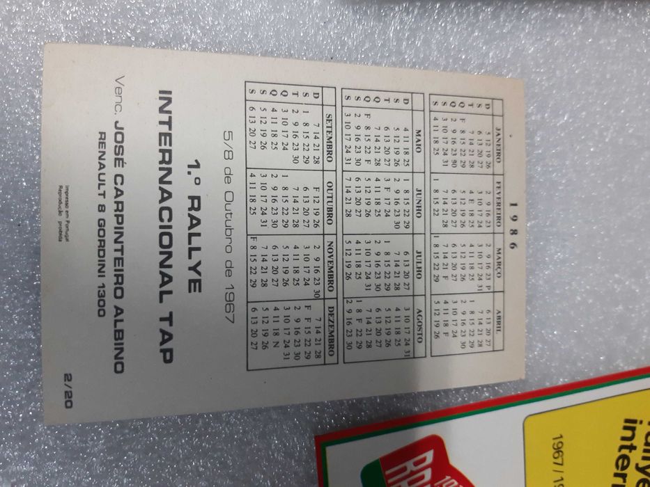 Conjunto 20 calendarios 1986-  Rallye Internacional Tap