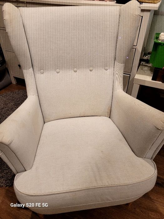 Fotel ikea jasny szary STRANDMON uszak