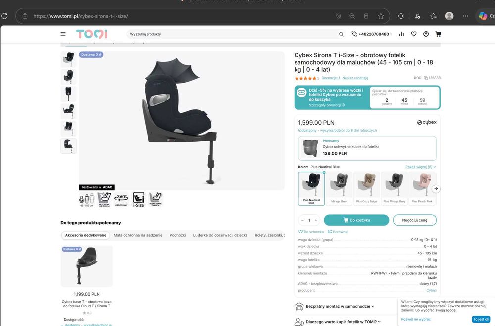 Cybex Sirona ,Sirona T i Size Plus,fotelik , baza isofix,