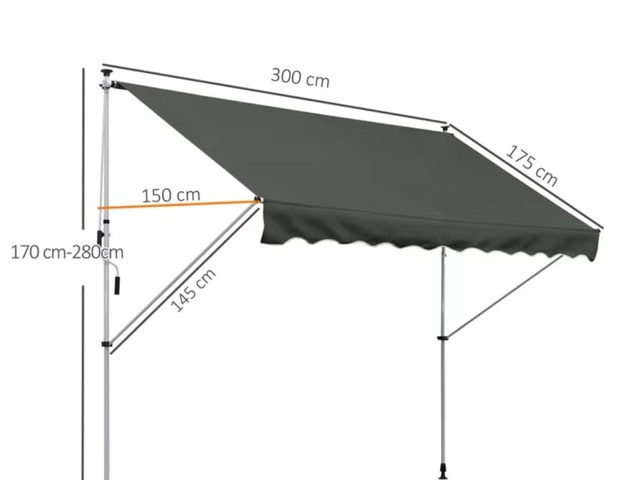 Toldo Manual Telescópico sem perfuração