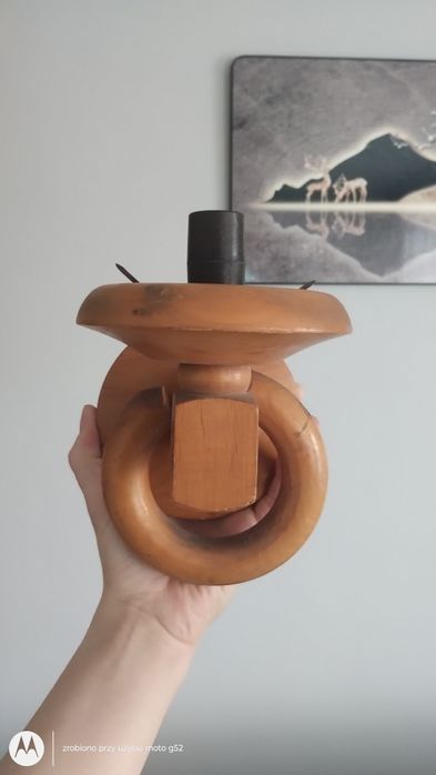 Drewniany kinkiet lampa prl vintage