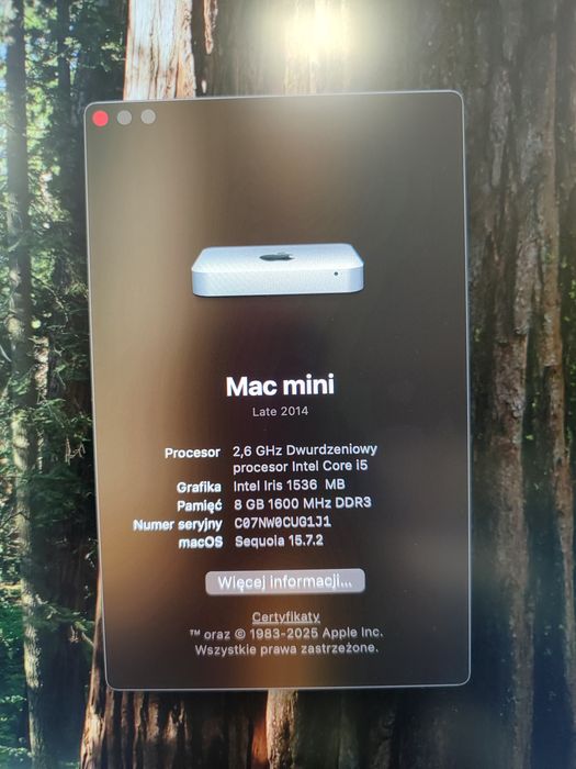 Mac Mini 7.1, 8gb, i5, SSD 250gb, Sequoia