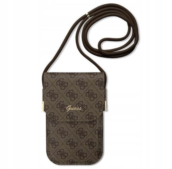 Guess torebka na telefon GUOWBP4SNSW brązowa Wallet 4G Cord Script