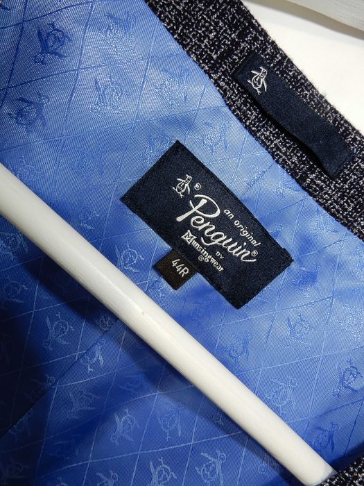 Kamizelka garniturowa elegancka wzór szara niebieska Penguin 44 R