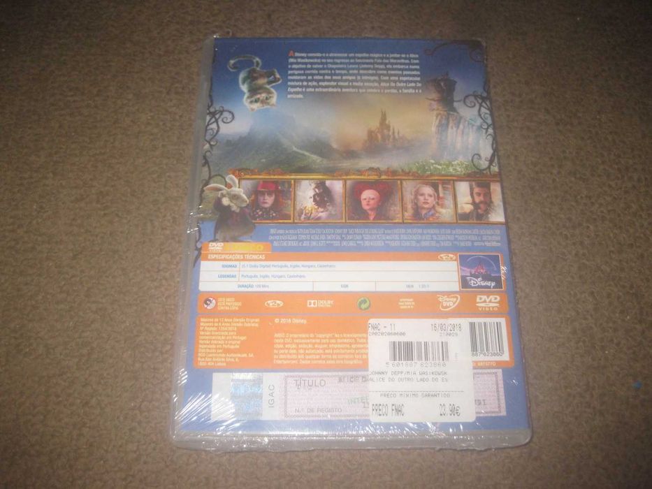 DVD "Alice do Outro Lado do Espelho" com Johnny Depp/Selado/Raro!