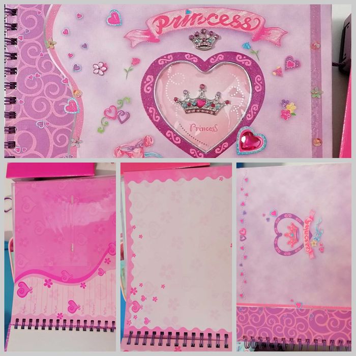 Diário/Bloco Notas + Albúm + Canetas e Lápis Princess e Winx