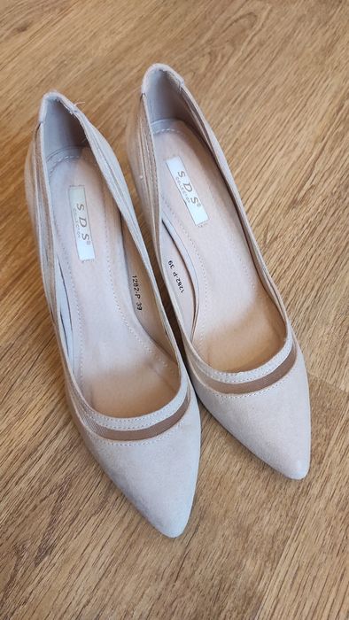 Buty damskie szpilki pudrowe brudny róż