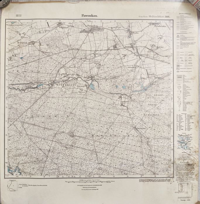 Oryg mapa Messtischblatt 3146 - 1928r Pawonków (Pawonkau) G. Śląsk