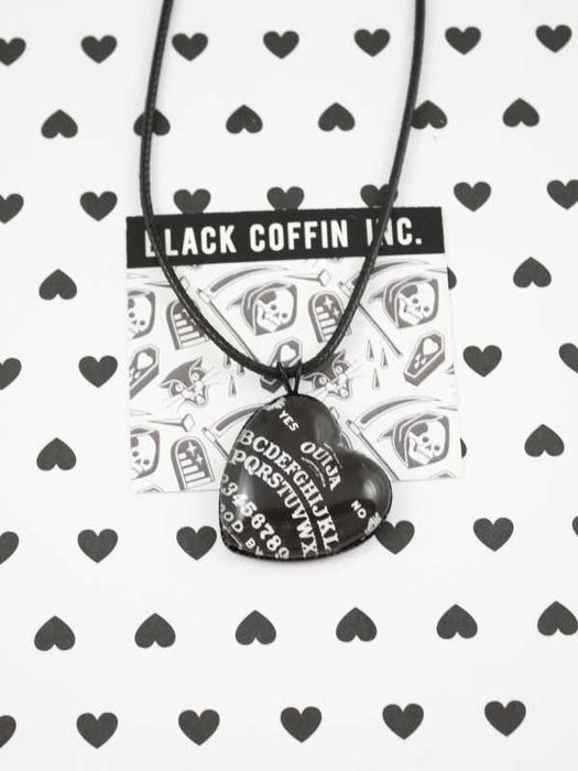 wisiorek OUIJA serce goth gotycki horror czarny halloween BC96