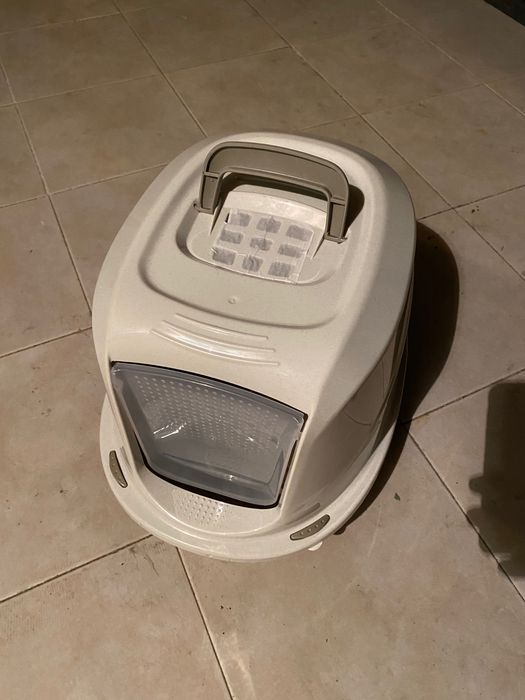 Caixa areia wc gato com porta basculante