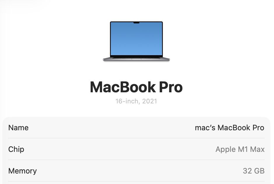 MacBook Pro 16 M1 MAX 32-Core GPU 32GB 512GB 91%