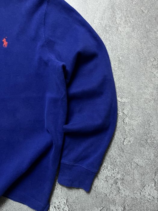 Вінтажний Світшот Polo Ralph Lauren поло ральф лаурен 1/3 зіп пів замок chief keef old money синій колір розмір М