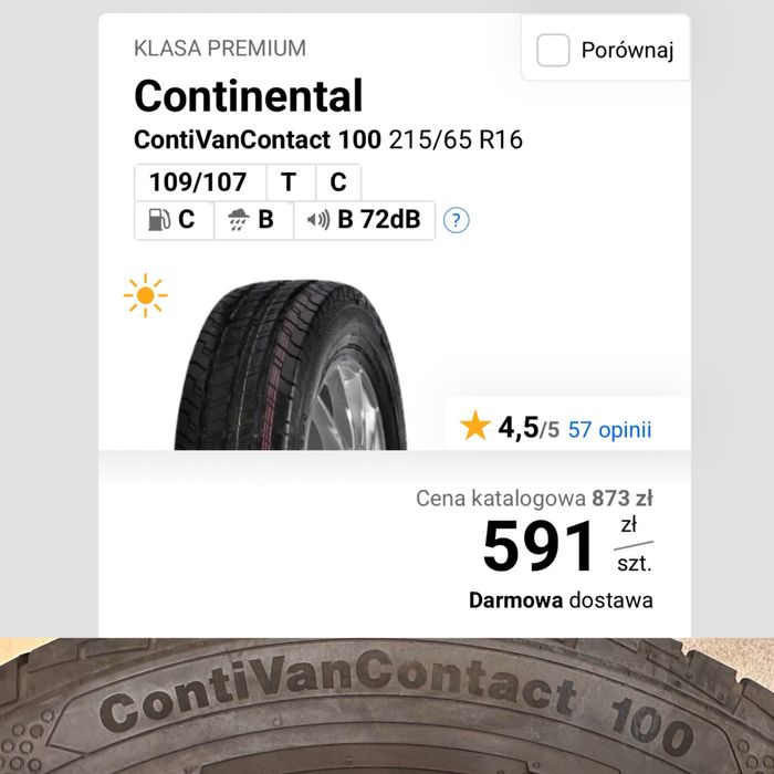 Komplet opon premium 215/65/16 C Continental 2024rok 8mm wysyłka