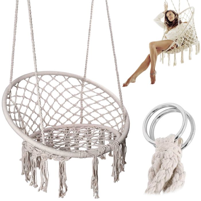 Huśtawka ogrodowa bocianie gniazdo krzesło wiszące togo kremowe
