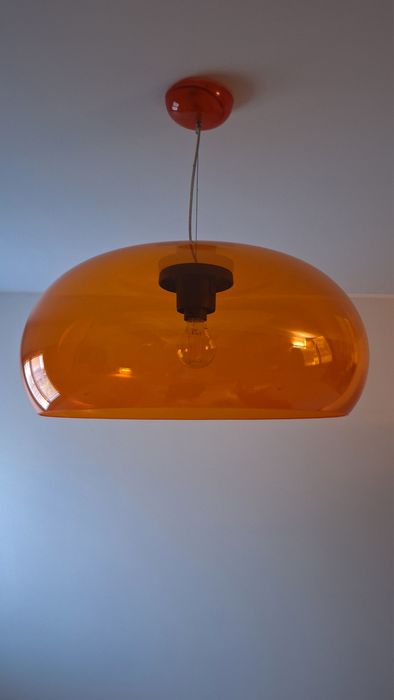 Luminária Pendente Moderna em Acrílico Laranja