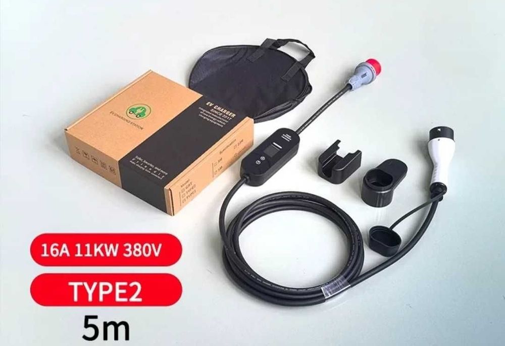 Зарядка Ev charger Type 2/GBT 11квт 3фази 5метрів AFYEEV 11kw зарядка для електроавтомобіля +сумка тримач настіну блоку та пістолету !
