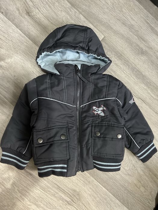 Куртка тепла дитяча сіра демісезонна флісова підкладка весна-осінь