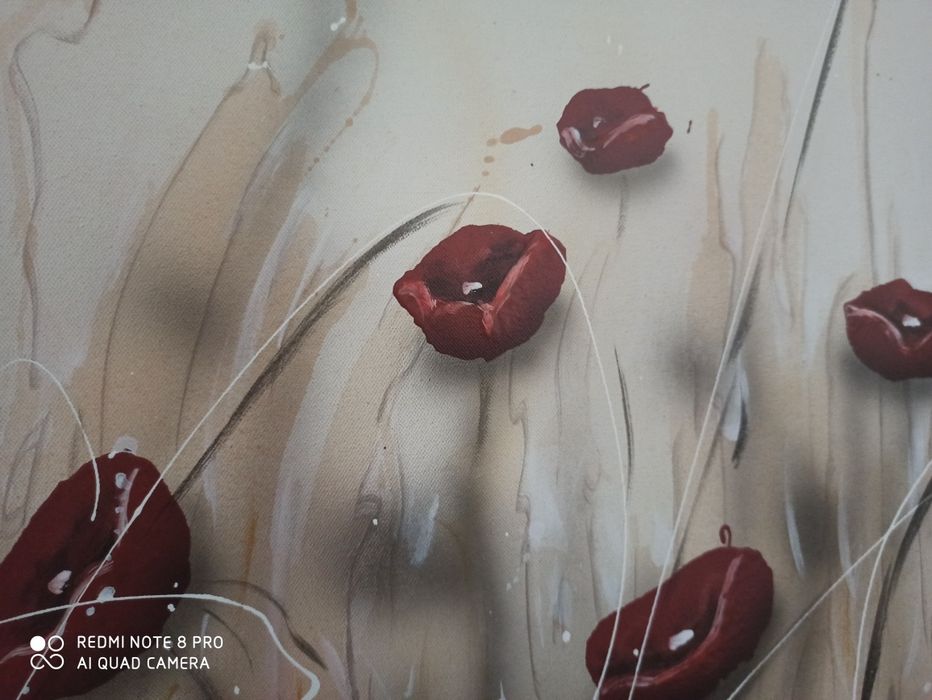 Quadro a óleo papoilas