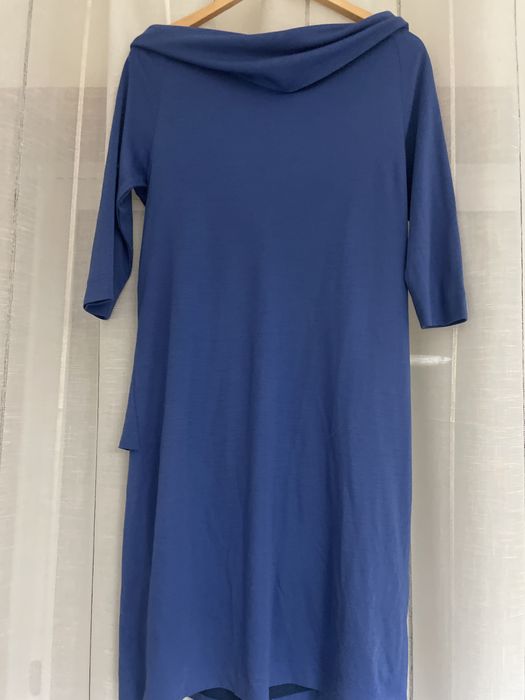 Vestido azul em algodão laço