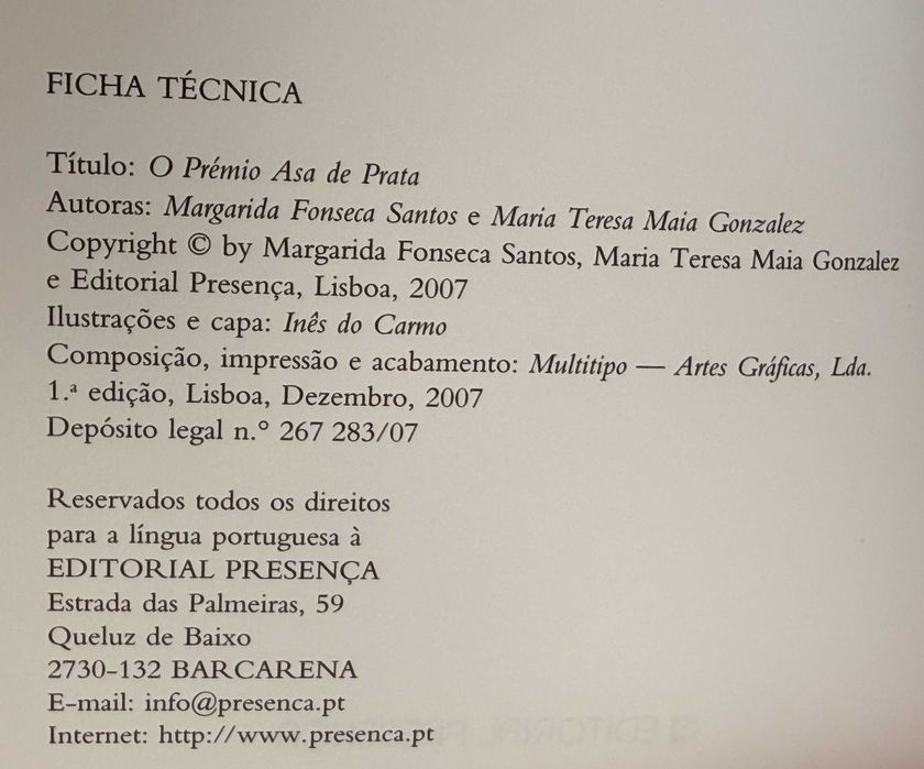 O Prémio Asa de Prata, de Margarida Santos e Maria Teresa Gonzalez